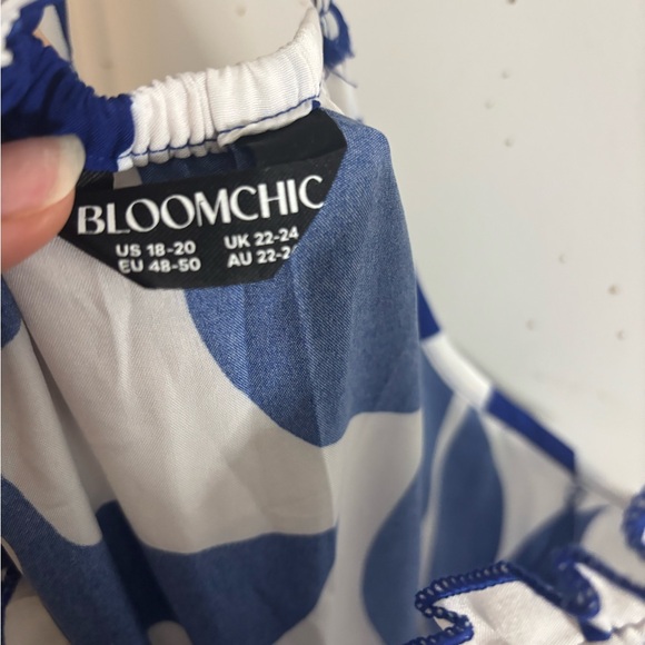 BloomChic Blue and White Leaf Print jumpsuit size 18-20 EUC - Picture 3 of 5